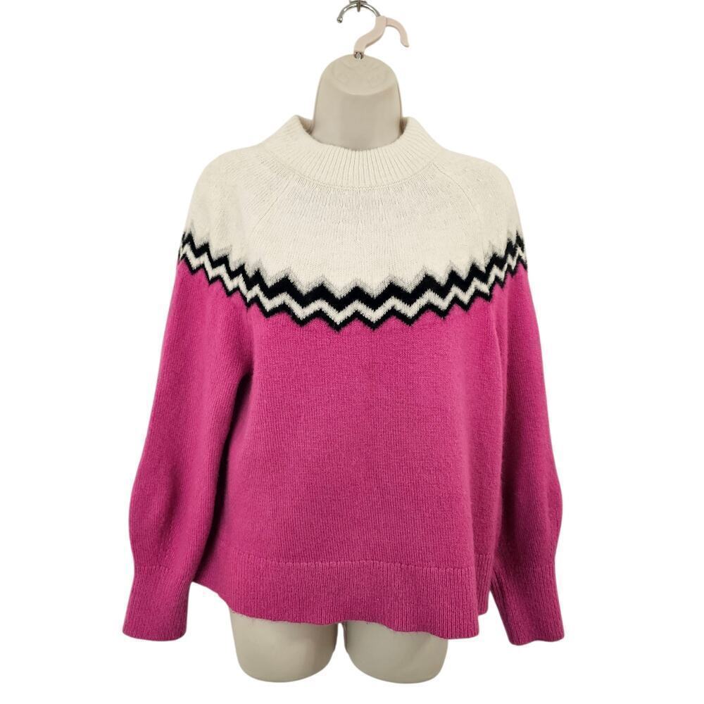 ANN TAYLOR Colorblock Fair Isle Wool Blend Sweater Size S
